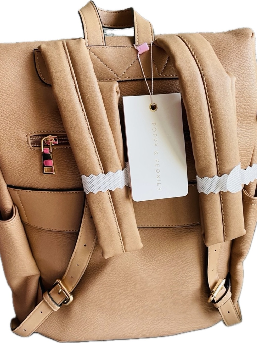Poppy & Peonies Commuter Backpack Crossbody Bag Mocha Mousse - Picture 5 of 5